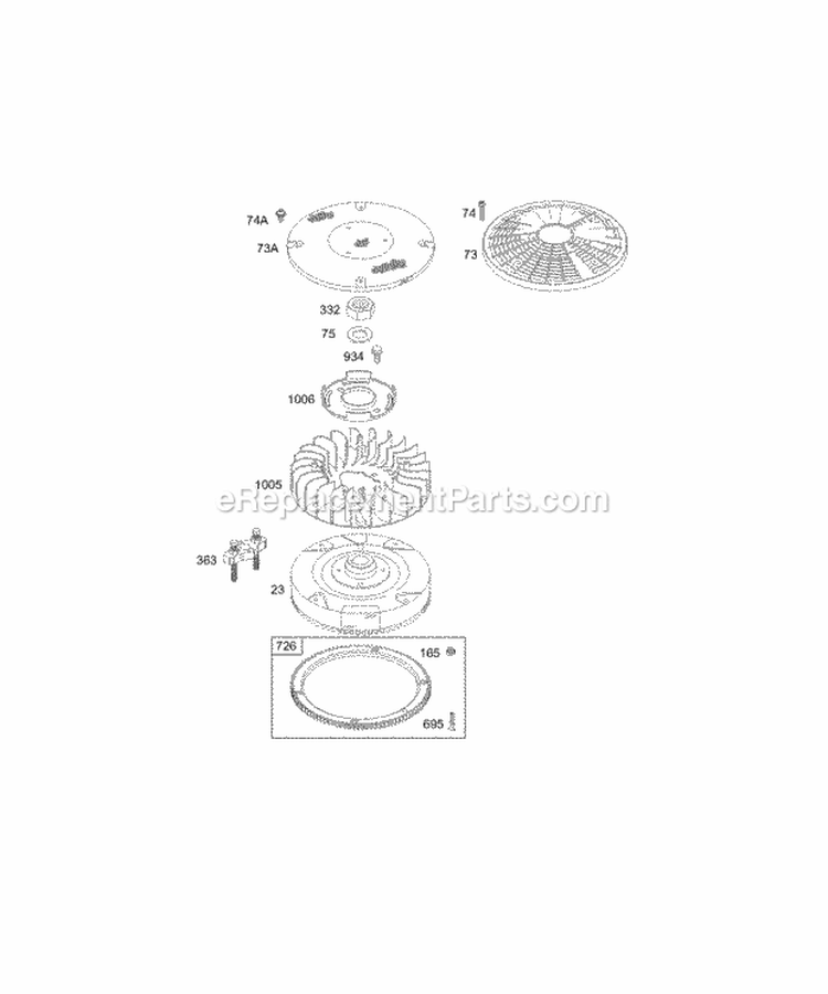 Flywheel Diagram and Parts List for 460777-2290-E2  Briggs and Stratton Engine
